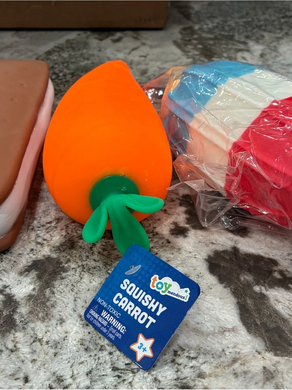Assorted Stress Toys Bundle - White Duck, Orange Carrot, Popsicle & More
